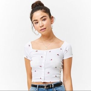 CHERRY BUTTON UP TOP 🍒